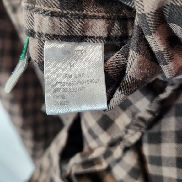 LRG Woven Men's Gingham Check‎ Button Down in Black and Tan - Size Medium - Picture 7 of 7